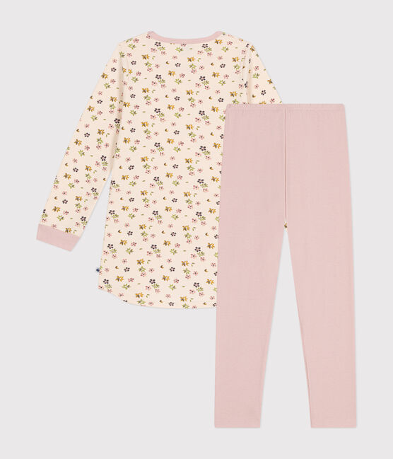 Nachthemd aus aufgerautem Jersey mit Blumenmuster für Kinder rosa SALINE/weiss MULTICO