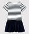 Kleid aus Bio-Baumwolljersey und -Musselinstoff für Mädchen weiss MARSHMALLOW/blau SMOKING