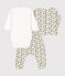 Dreiteiliges Baby-Set aus geblümter Baumwolle weiss AVALANCHE/ MULTICO