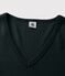 Damen-T-Shirt aus Baumwolle mit V-Ausschnitt schwarz NOIR