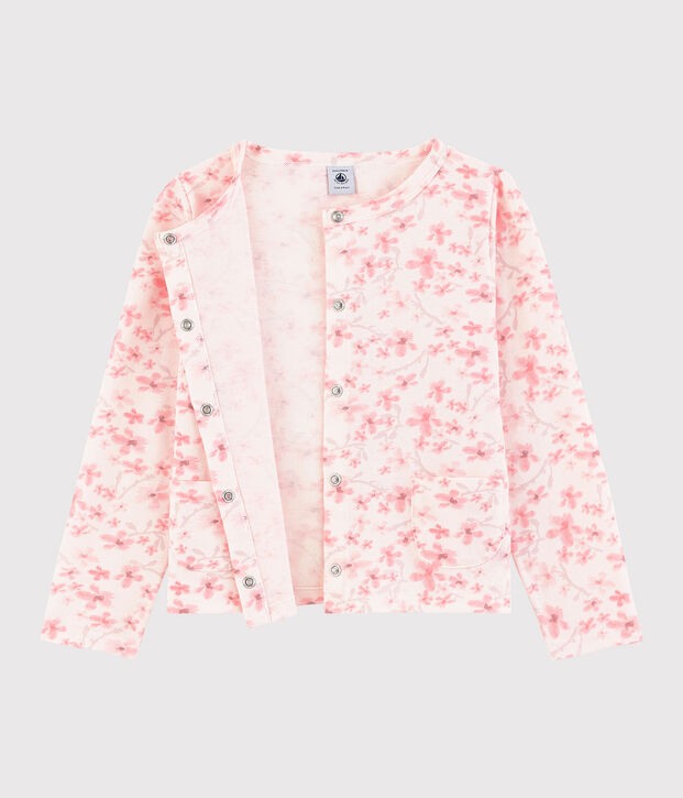 Kinder-Cardigan aus Jersey-Pikee f&uuml;r M&auml;dchen rosa/vielfarbig