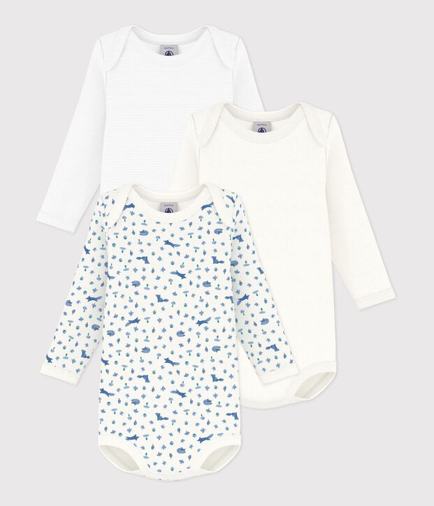 Set lang&auml;rmeliger Baby-Bodys aus Baumwolle mit Fuchsmotiv vielfarbig