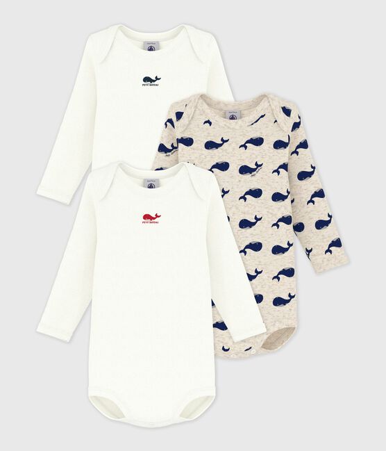 3er-Set langärmelige Baby-Bodys aus Baumwolle mit Walmotiv variante 1