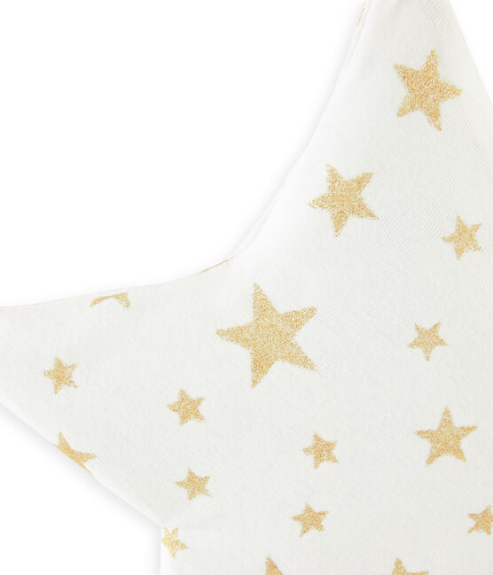 Babykissen aus Rippstrick weiss MARSHMALLOW/gelb OR