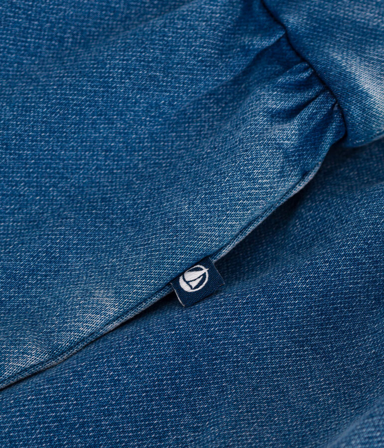 Langbeinige Baby-Latzhose aus Jeansstoff mit Elastan. blau