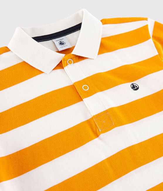 Kurzärmeliges Kinder-Poloshirt aus Jersey für Jungen gelb TEHONI/weiss MARSHMALLOW