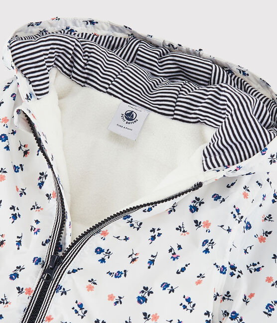 Warme Baby-Windjacke aus Polyester. weiss MARSHMALLOW/weiss MULTICO