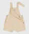 Kurzbeinige Baby-Latzhose aus einfarbigem Twill beige