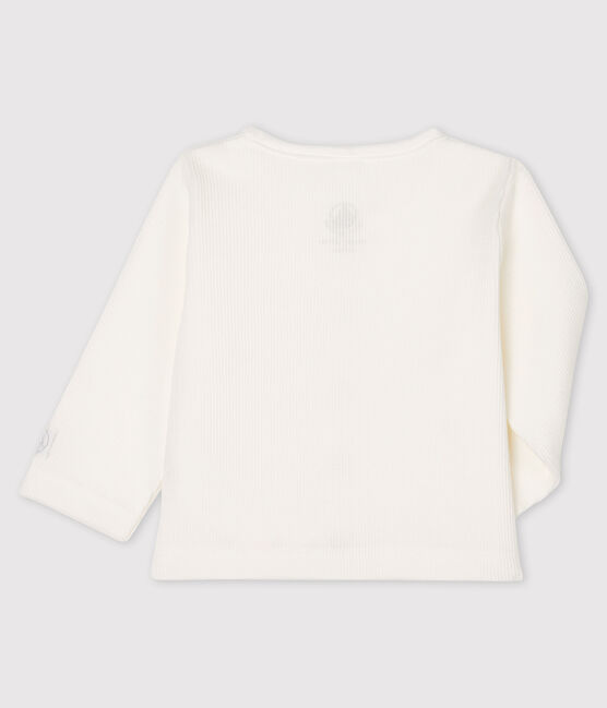 Baby-Strickjacke aus 2x2 Rippstrick weiss MARSHMALLOW
