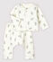 Zweiteiliges Baby-Set aus Doppeljersey aus Bio-Baumwolle mit Kaninchen-Motiv weiss MARSHMALLOW/grau GRIS