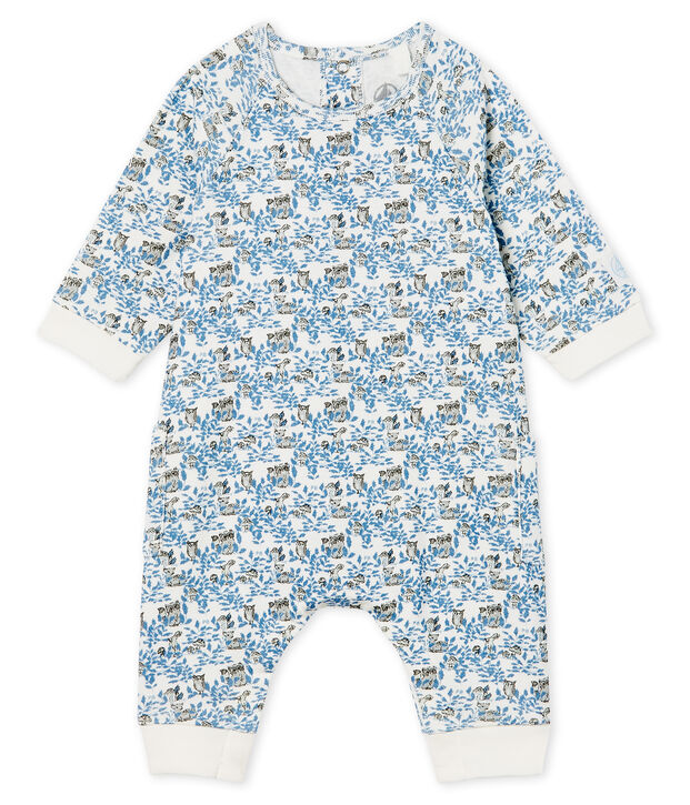 Langer Baby-Overall aus Rippstrick f&uuml;r Jungen weiss/vielfarbig