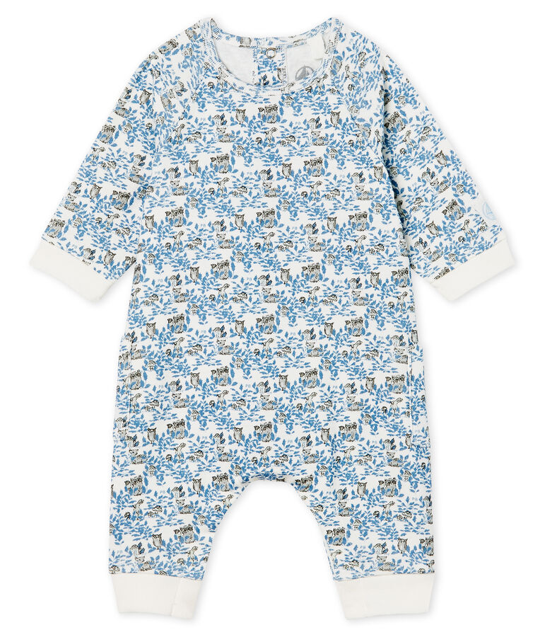 Langer Baby-Overall aus Rippstrick f&uuml;r Jungen weiss/vielfarbig