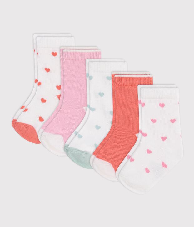 5er-Set Baby-Socken aus Baumwolle mit Herzmotiv f&uuml;r M&auml;dchen vielfarbig