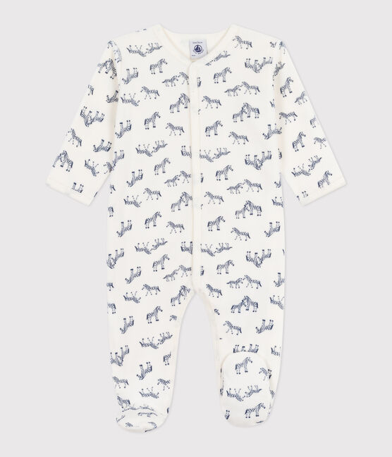 Strampler aus Nicki mit Zebra-Motiv blau MILK/ SOIR