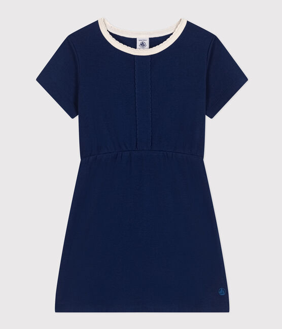 Kurzärmeliges Kleid aus Baumwolle Kinder/Mädchen blau MEDIEVAL