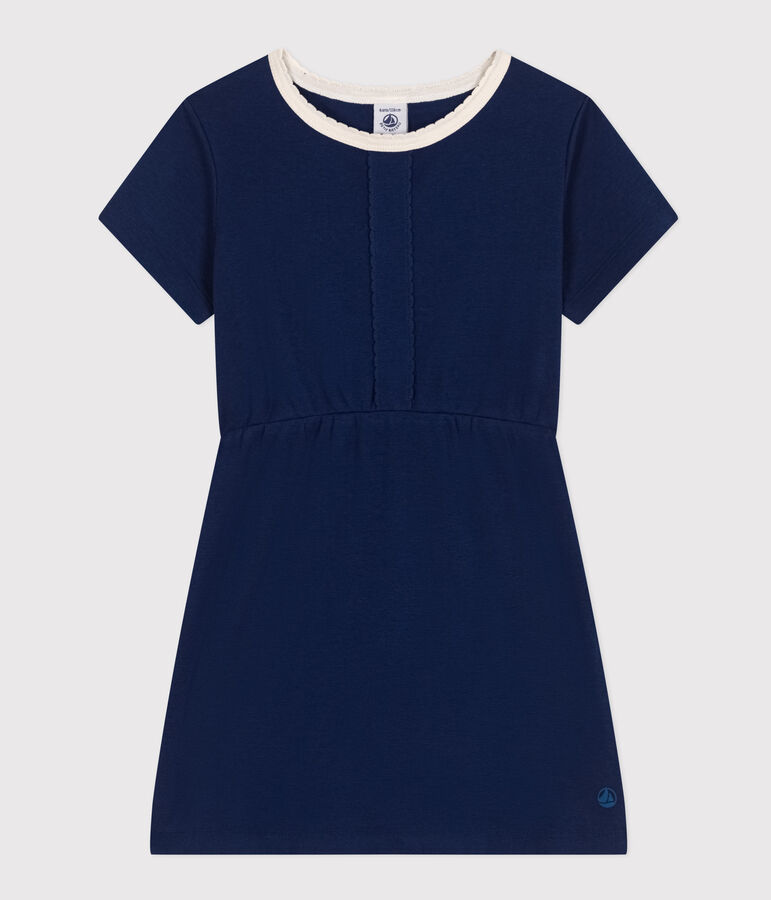 Kurz&auml;rmeliges Kleid aus Baumwolle Kinder/M&auml;dchen blau