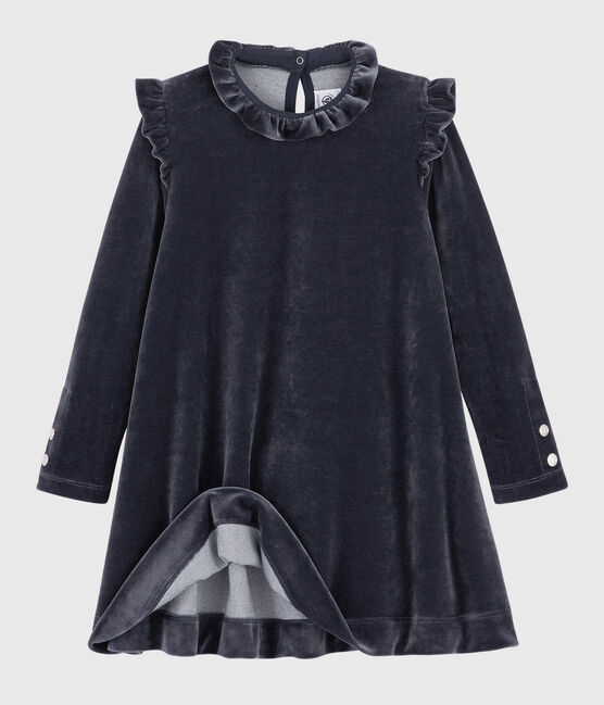 Langärmeliges Kinderkleid für Mädchen blau SMOKING