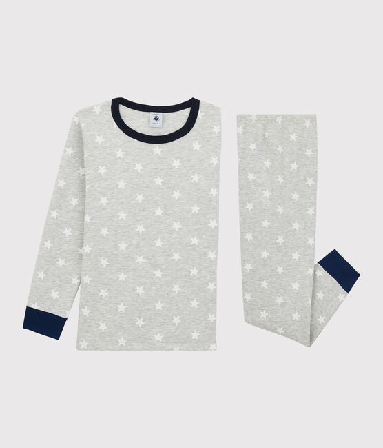 Kinderpyjama aus Baumwolle mit Sternmotiv für Jungen grau BELUGA/weiss MARSHMALLOW