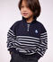 Kinder-Sweatshirt mit Rei&szlig;verschluss-Kragen aus gestreifter Baumwolle blau/weiss