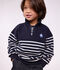 Kinder-Sweatshirt mit Rei&szlig;verschluss-Kragen aus gestreifter Baumwolle blau/weiss