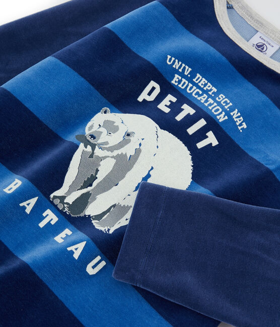 Samt-Pyjama für kleine Jungen blau MEDIEVAL/blau MAJOR