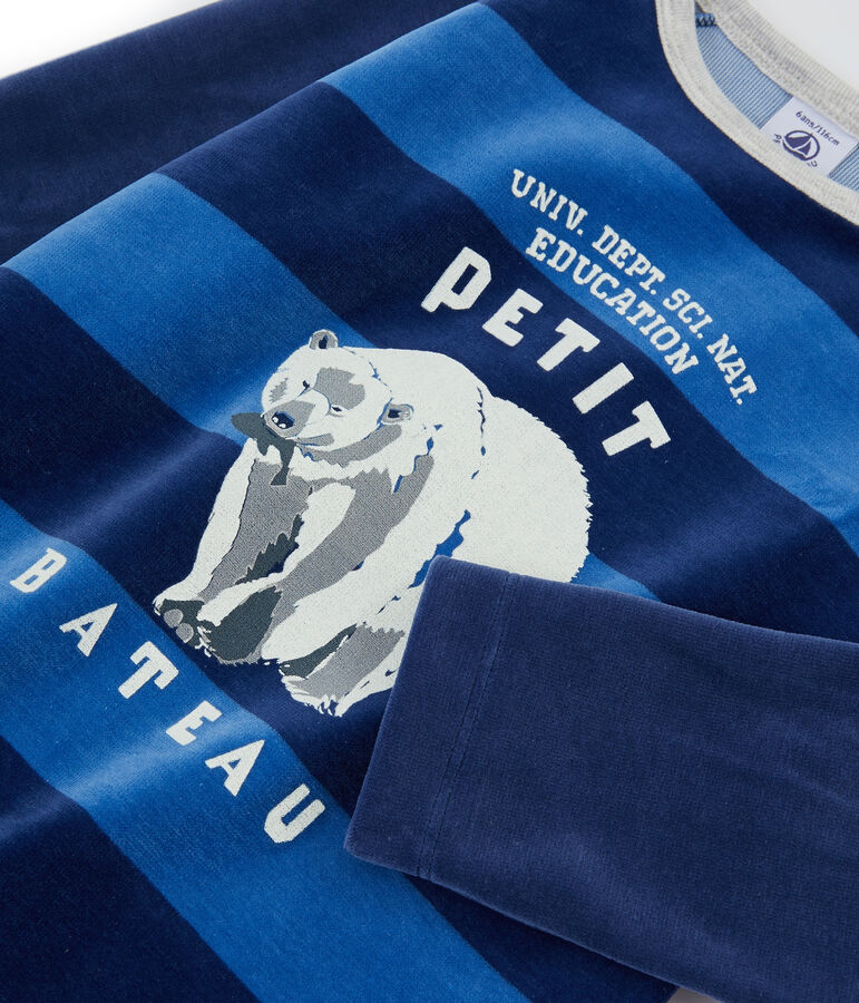 Samt-Pyjama f&uuml;r kleine Jungen blau/blau