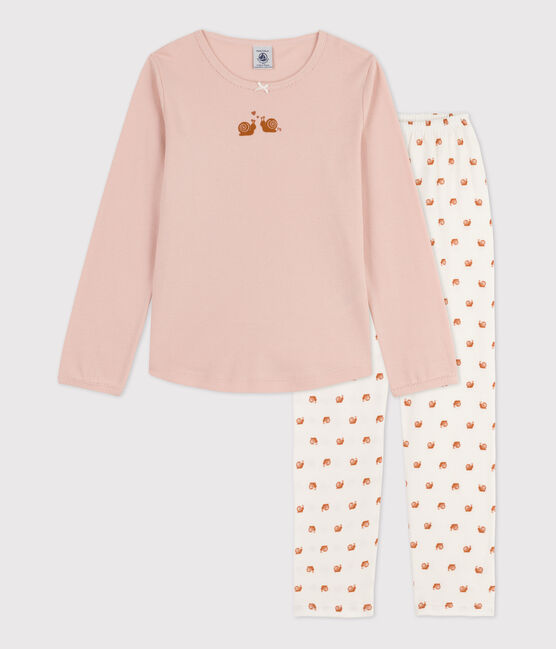 Kinderpyjama aus Baumwolle für Mädchen rosa SALINE/weiss MULTICO