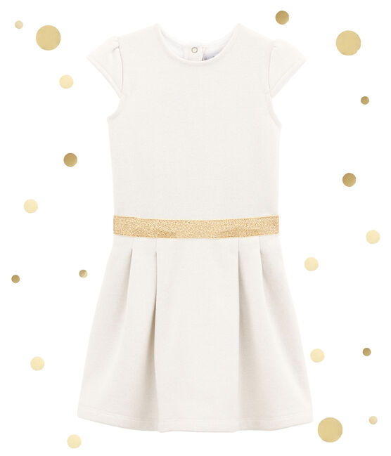 Kleid aus Molton weiss MARSHMALLOW/gelb DORE