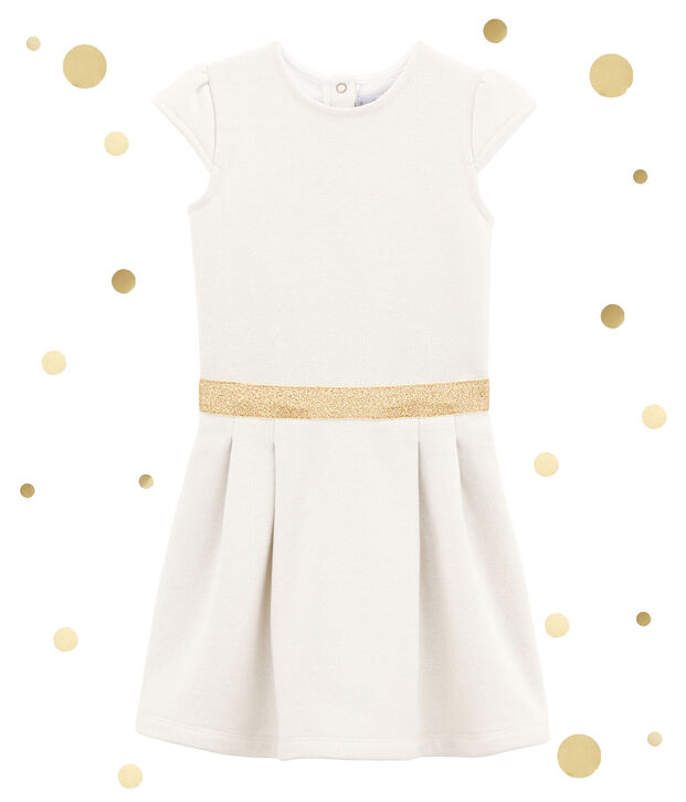 Kleid aus Molton weiss/gelb