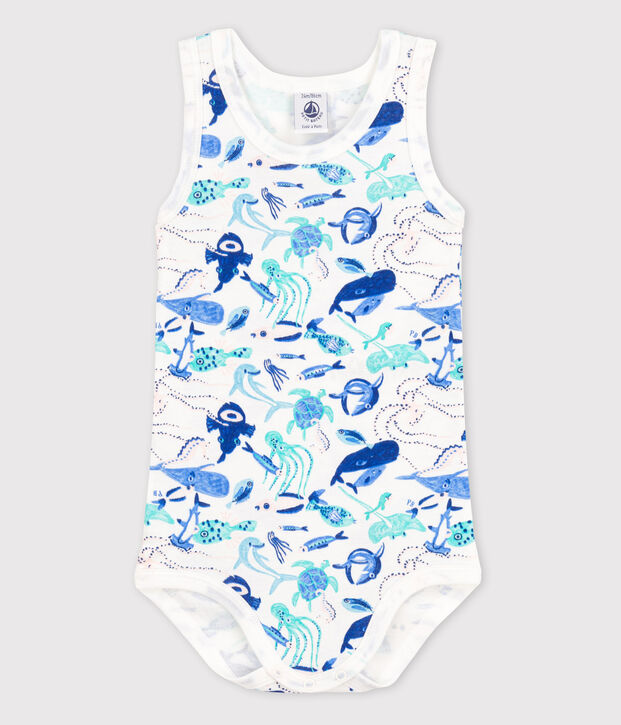 &Auml;rmelloser Baby-Body Jungen weiss/vielfarbig