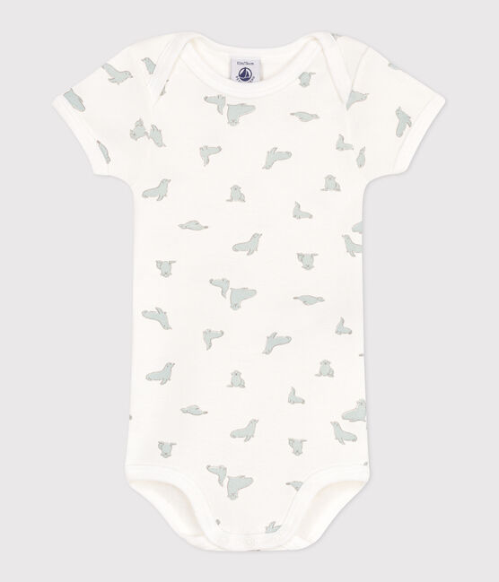 Kurzärmeliger Baby-Body aus Baumwolle mit Print MARSHMALLOW/ PAUL