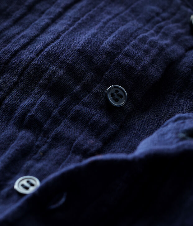 Babyhemd aus Bio-Baumwollgaze. blau