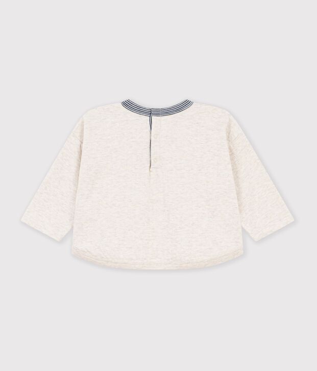 Lang&auml;rmeliges Baby T-Shirt aus einfarbiger Baumwolle mit Motiv MONTELIMAR CHINE