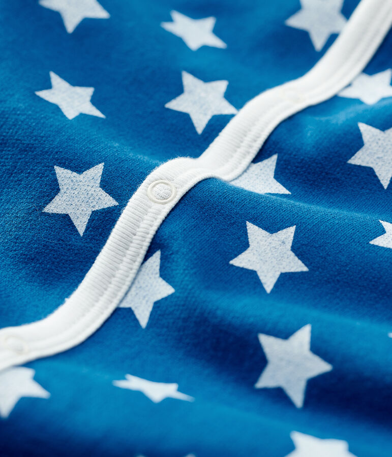 Baby-Strampler aus Molton und Bio-Baumwolle mit Sternenmuster blau/weiss