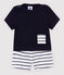 Baby-Ensemble aus T-Shirt/Shorts aus Baumwolle/Leinen für Jungen blau SMOKING/weiss MARSHMALLOW
