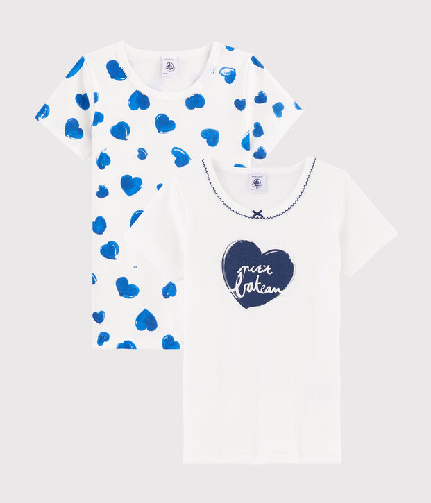 Set mit 2 kurz&auml;rmligen T-Shirts mit Herzchen-Muster f&uuml;r kleine M&auml;dchen vielfarbig