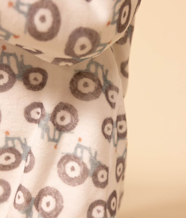 Strampler aus Nicki mit Treckermotiv weiss/vielfarbig