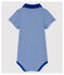 Kurzärmeliger Baby-Body mit Polo-Kragen aus Baumwolle für Jungen blau SURF/weiss MARSHMALLOW