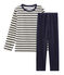 Samt-Pyjama für kleine Jungen blau SMOKING/beige COQUILLE