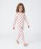 Kinderpyjama aus Rippstrick mit Herzchen f&uuml;r M&auml;dchen weiss/rot