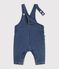 Langbeinige Baby-Latzhose aus Jeansstoff mit Tasche in Herzform blau