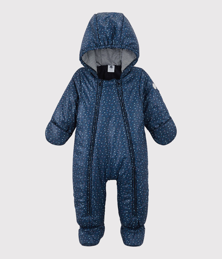 Baby-Fliegeroverall mit Muster blau MEDIEVAL/weiss MULTICO