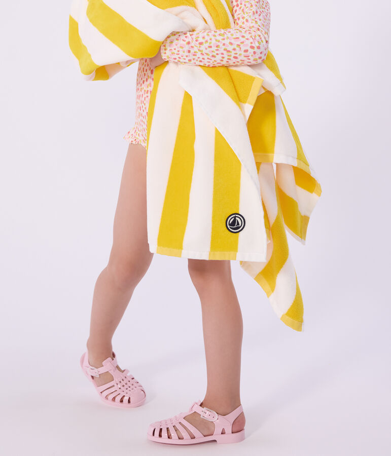 Strandhandtuch aus Baumwollfrottee mit Streifen gelb/weiss