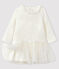 Langärmeliges Baby-Kleid für Mädchen weiss MARSHMALLOW