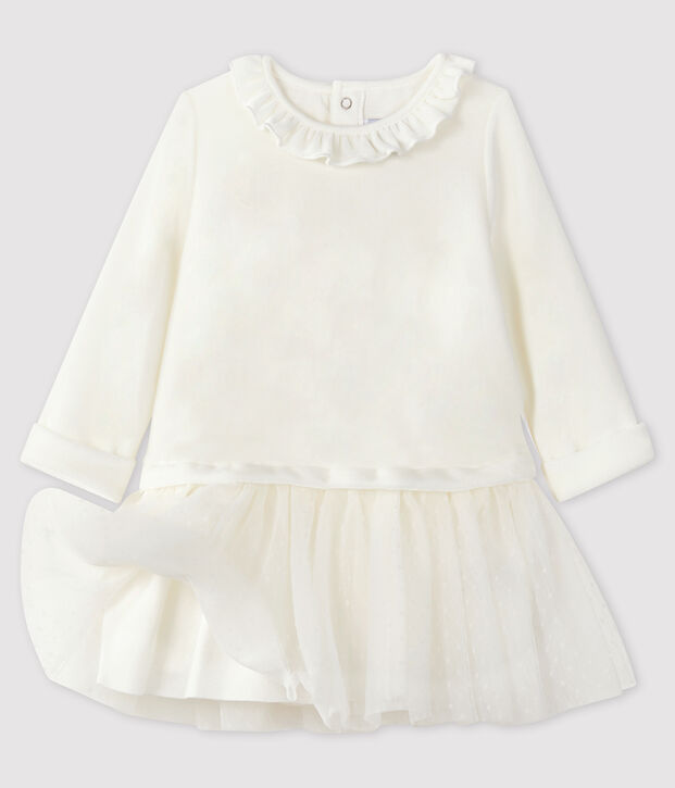 Lang&auml;rmeliges Baby-Kleid f&uuml;r M&auml;dchen weiss