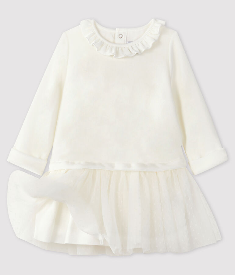 Lang&auml;rmeliges Baby-Kleid f&uuml;r M&auml;dchen weiss MARSHMALLOW