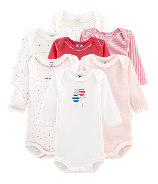 Überraschungsbeutel mit 7 langärmeligen Baby-Bodys für Mädchen variante 1