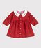 Langärmeliges Baby-Kleid aus Baumwolle mit Muster und besticktem Kragen rot AMARANTE/ TERKUIT