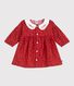 Langärmeliges Baby-Kleid aus Baumwolle mit Muster und besticktem Kragen