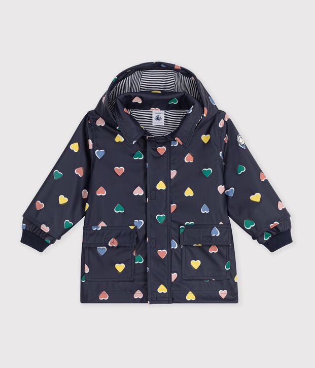 Ikonische Baby-Regenjacke mit Herzmotiv blau/vielfarbig